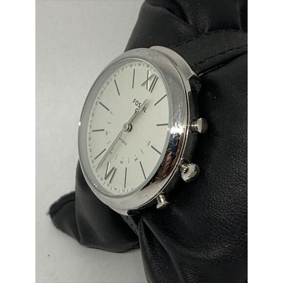 Fossil FTW5026 Women's Black Leather Silver Analog Dial Hybrid Smartwatch XX795 - Picture 4 of 12